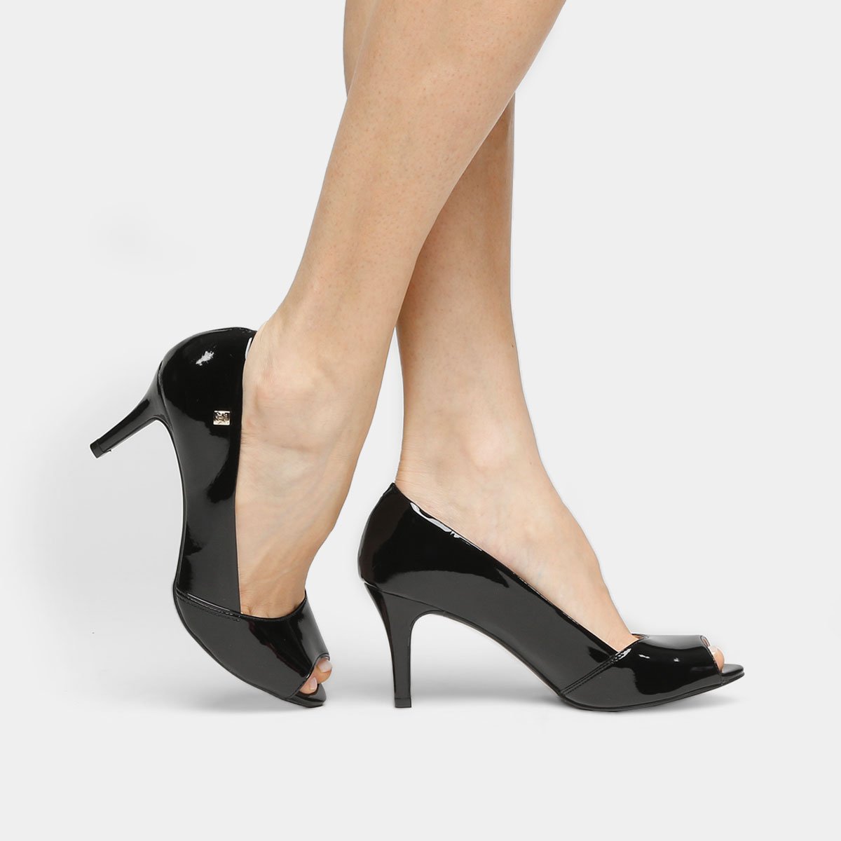Peep Toe Loucos \u0026 Santos Salto Médio - Preto | Zattini